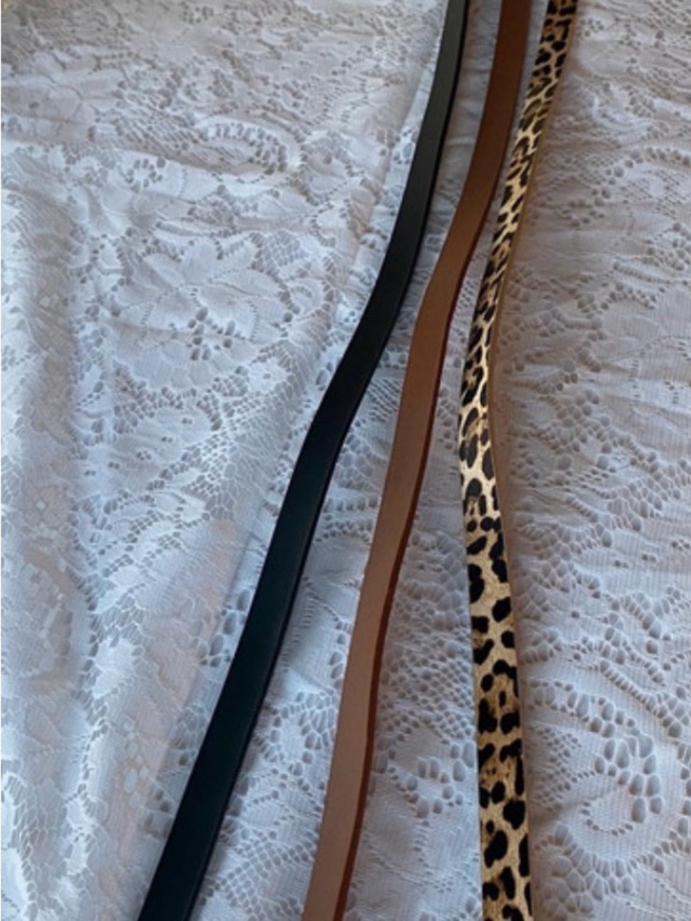 bebe Women's Trio Slim Belts - Black, Brown & Leopard- New